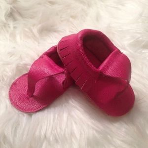 Real leather sandal Moccasins- bright pink